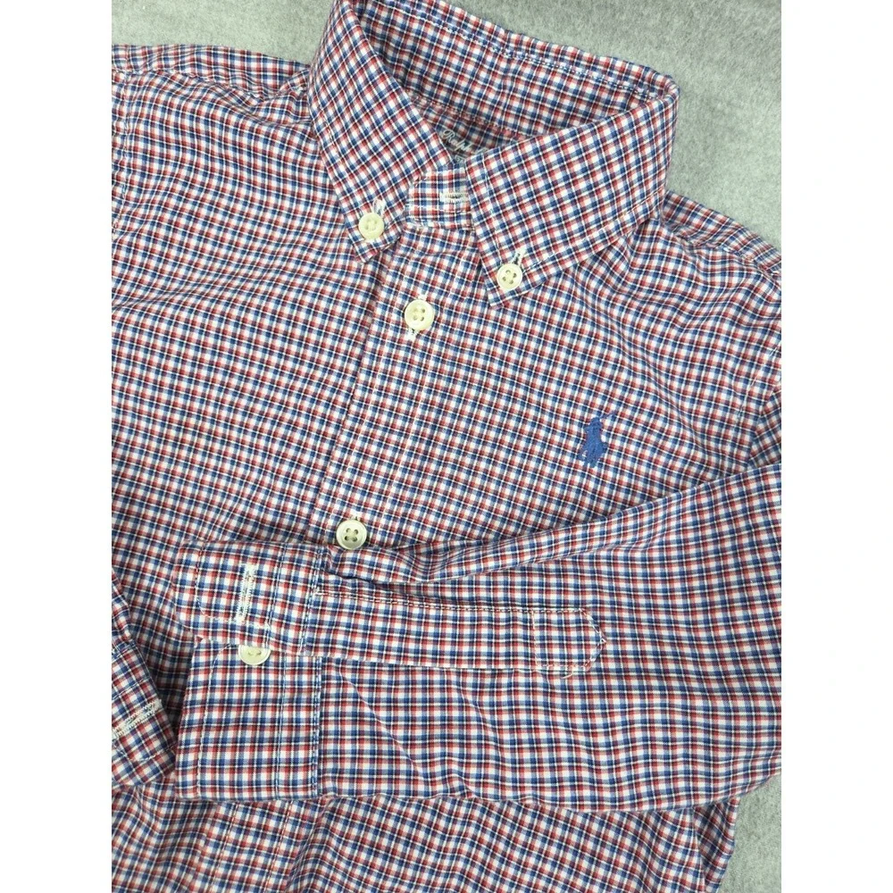 RALPH LAUREN Baby Boy 24 Mos Gingham Check Long Sleeve Shirt Pony Logo Button Up